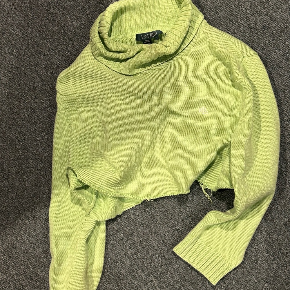Green cropped Ralph Lauren sweater